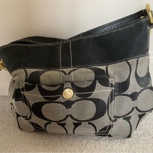 Coach Black and Gray Signature Satchel